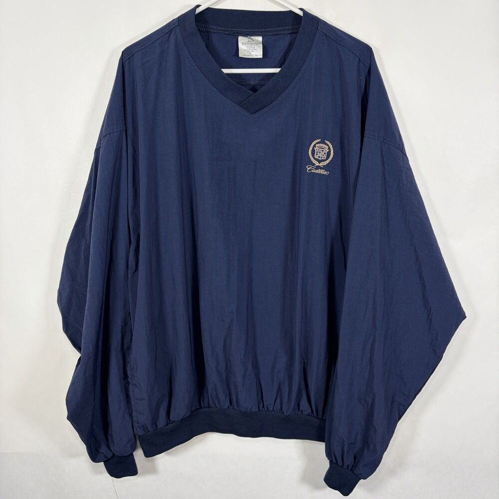 Cadillac Munsingwear Pullover Windbreaker Jacket Mens XL Navy Made In USA VTG